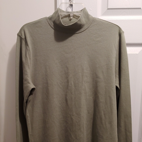 Karen Scott New Woman's Olive Green Mock Neck Long Sleeve Tee - Picture 2 of 4